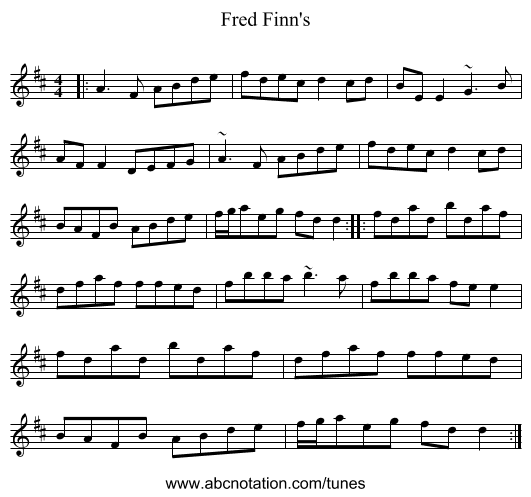 Fred Finn's - staff notation