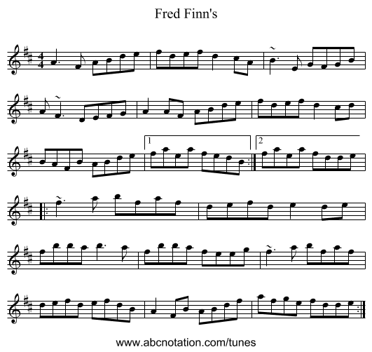 Fred Finn's - staff notation