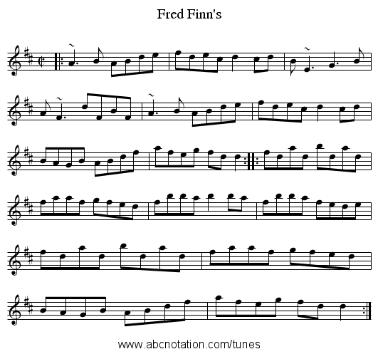 Fred Finn's - staff notation