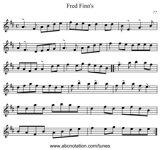 Fred Finn's - staff notation