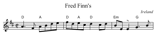 Fred Finn's - staff notation