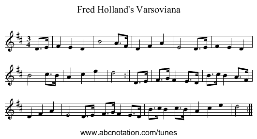 Fred Holland's Varsoviana - staff notation