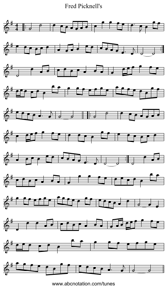 Fred Picknell's - staff notation