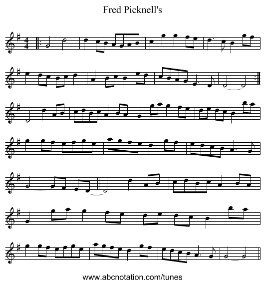 Fred Picknell's - staff notation