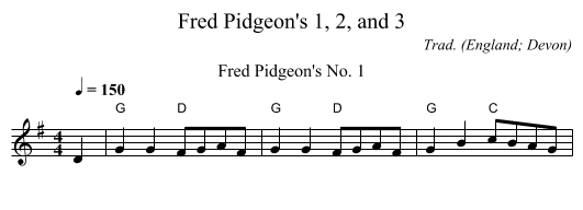Fred Pidgeon's 1, 2, and 3 - staff notation