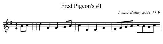 Fred Pigeon's #1 - staff notation