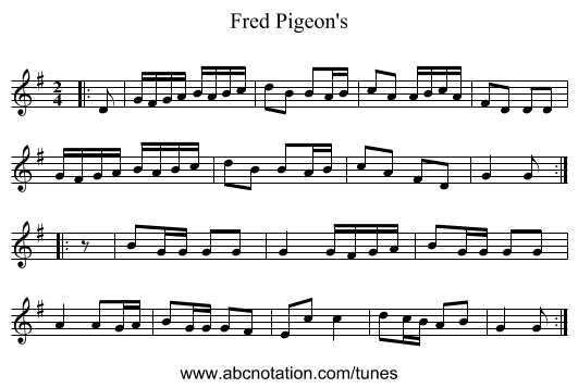 Fred Pigeon's - staff notation