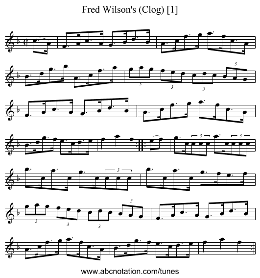 Fred Wilson's (Clog) [1] - staff notation