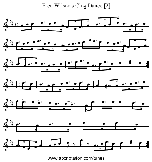 Fred Wilson's Clog Dance [2] - staff notation