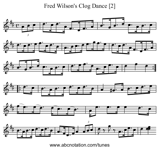 Fred Wilson's Clog Dance [2] - staff notation