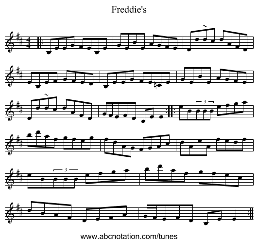 Freddie's - staff notation