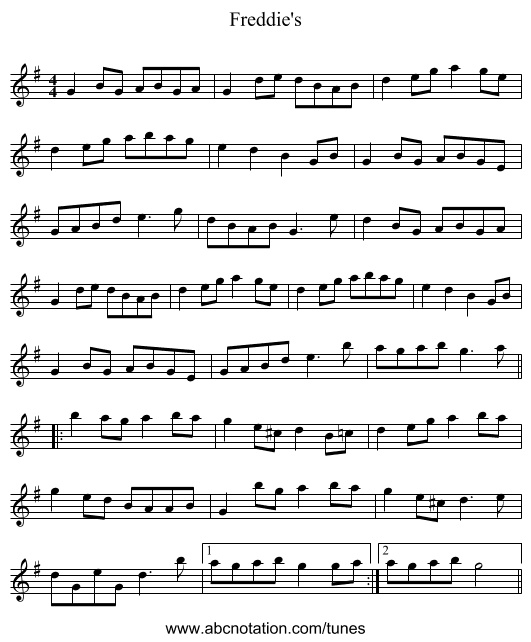 Freddie's - staff notation