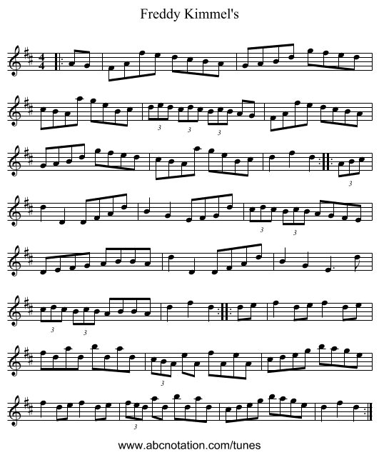 Freddy Kimmel's - staff notation