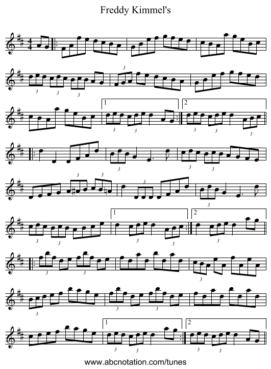 Freddy Kimmel's - staff notation