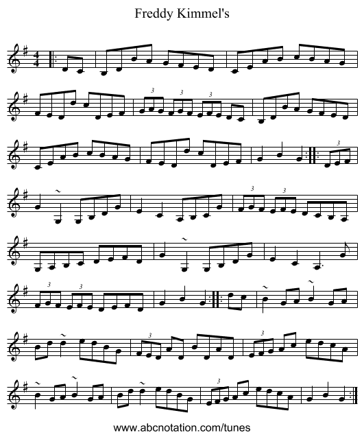 Freddy Kimmel's - staff notation