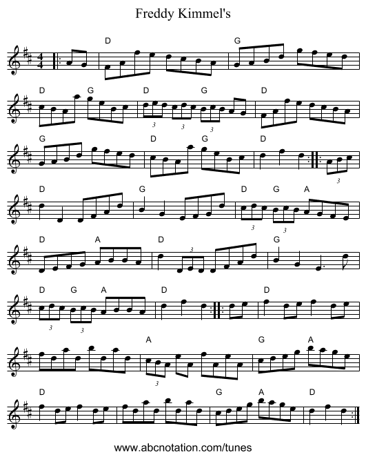 Freddy Kimmel's - staff notation