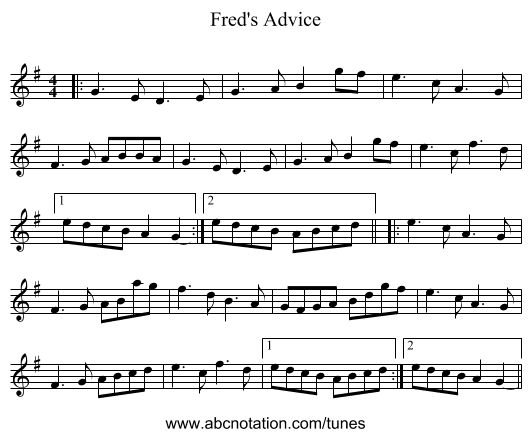 Fred's Advice - staff notation