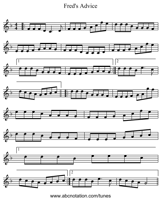 Fred's Advice - staff notation