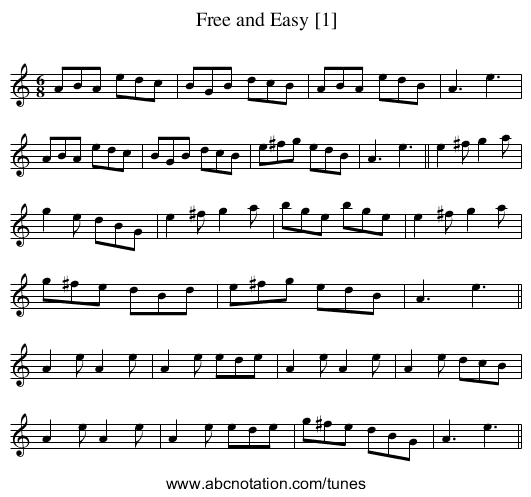 Free and Easy [1] - staff notation