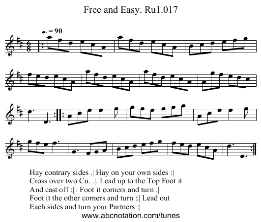 Free and Easy. Ru1.017 - staff notation
