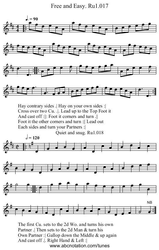 Free and Easy. Ru1.017 - staff notation