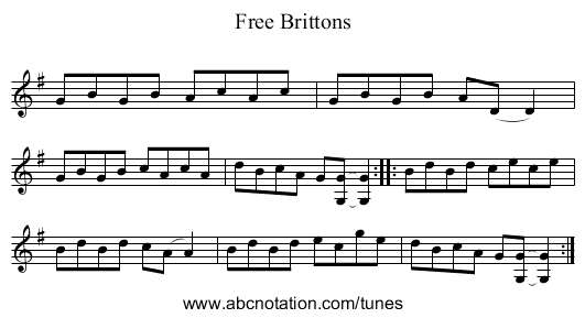 Free Brittons - staff notation
