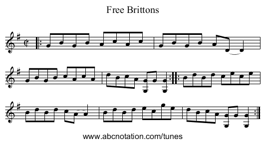 Free Brittons - staff notation