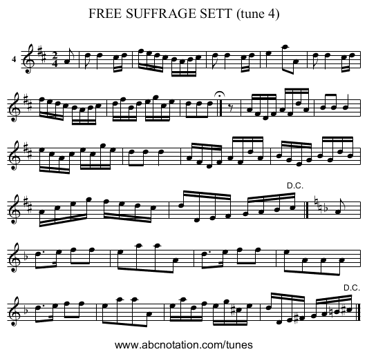 FREE SUFFRAGE SETT (tune 4) - staff notation