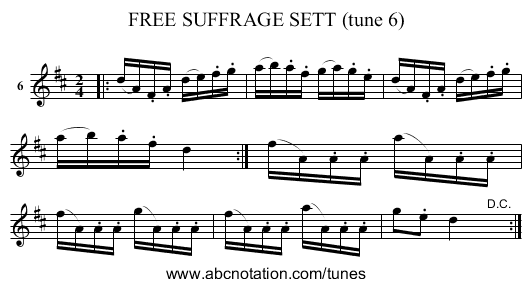 FREE SUFFRAGE SETT (tune 6) - staff notation