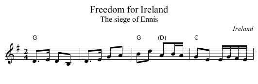 Freedom for Ireland - staff notation