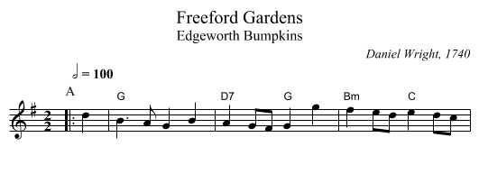 Freeford Gardens - staff notation