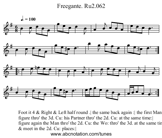 Freegante. Ru2.062 - staff notation