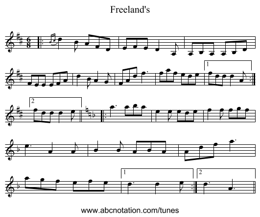 Freeland's - staff notation