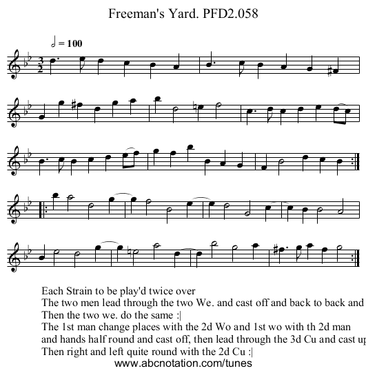 Freeman's Yard. PFD2.058 - staff notation