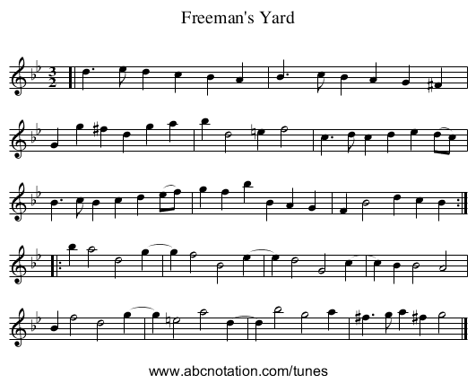 Freeman's Yard - staff notation
