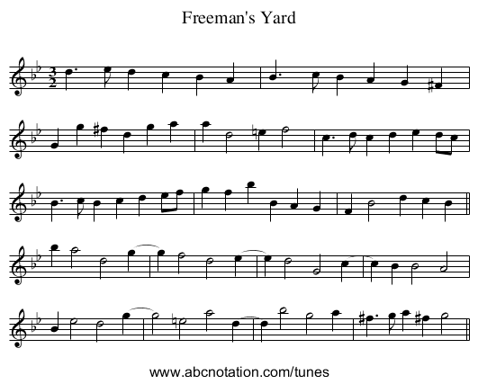 Freeman's Yard - staff notation