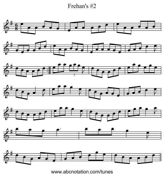 Frehan's #2 - staff notation