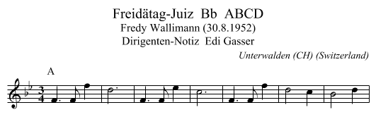 Freidätag-Juiz  Bb  ABCD - staff notation