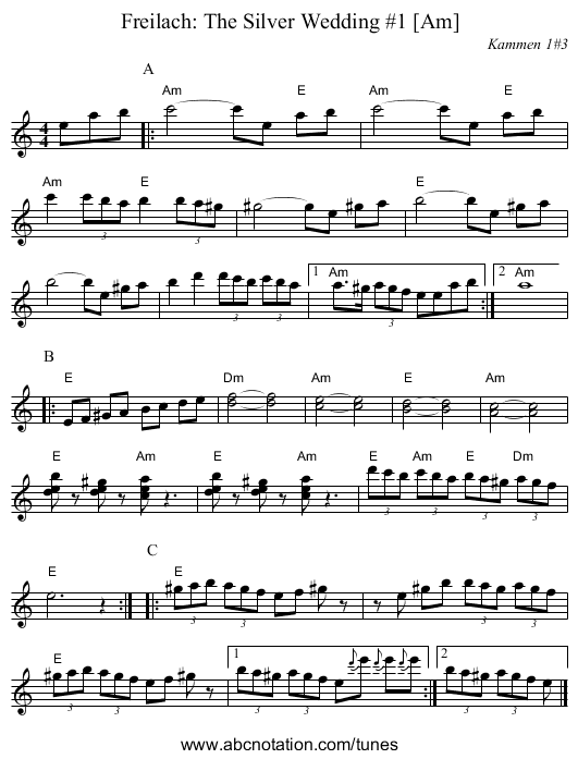 Freilach: The Silver Wedding #1 [Am] - staff notation