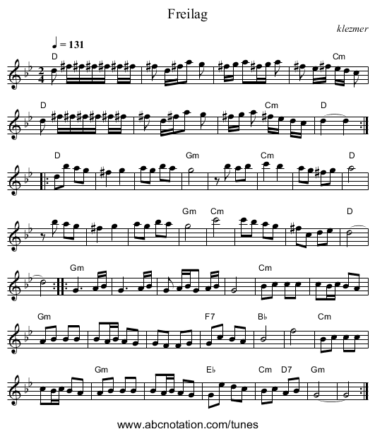 Freilag - staff notation