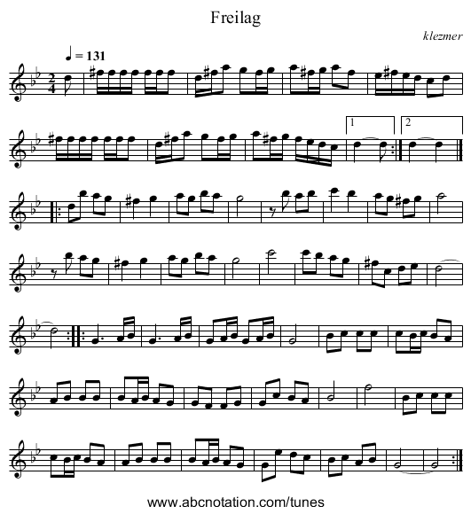 Freilag - staff notation