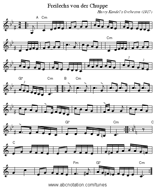 Freilechs von der Chuppe - staff notation
