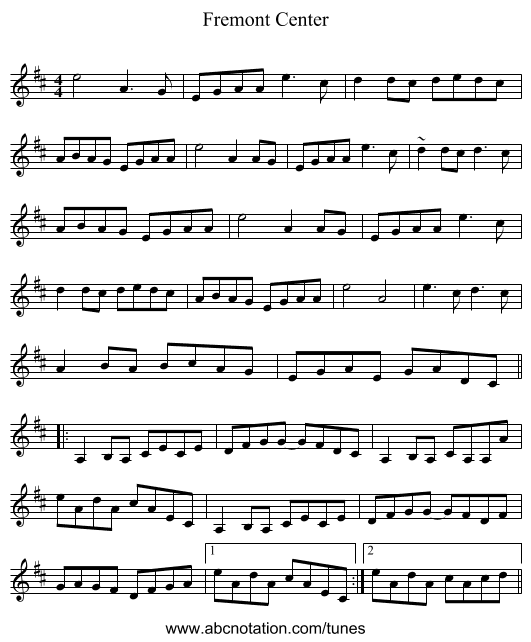 Fremont Center - staff notation