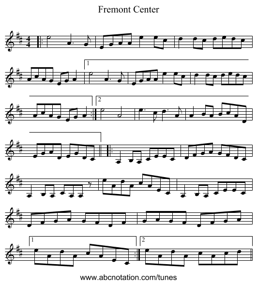 Fremont Center - staff notation