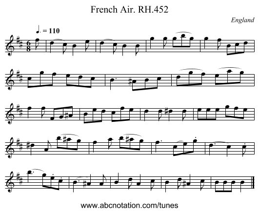 French Air. RH.452 - staff notation