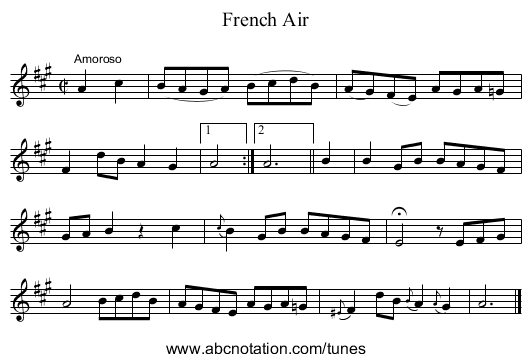 French Air - staff notation