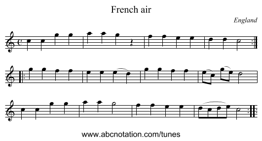 French air - staff notation