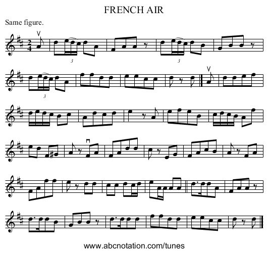FRENCH AIR - staff notation