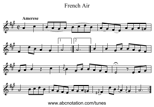 French Air - staff notation