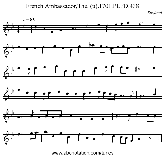 French Ambassador,The. (p).1701.PLFD.438 - staff notation